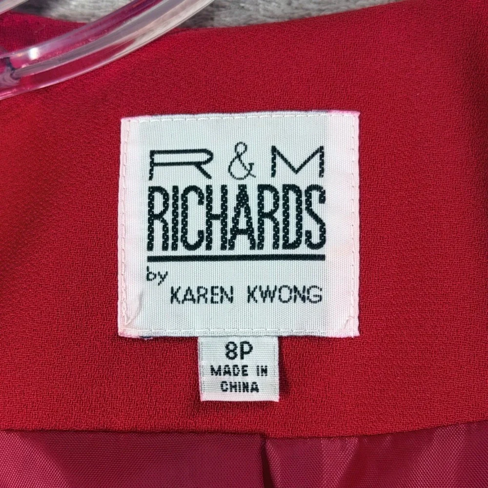 NWT R&M Richards Red Skirt Suit‎ 8 Petite Embellished Evening Church Holiday Set